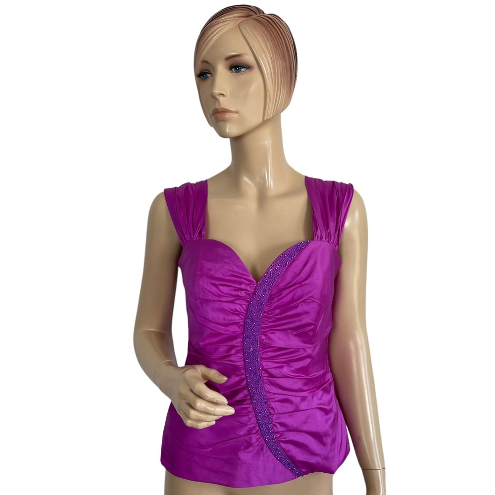 Khanitha Women's Embellished Ruched Silk Blouse 38